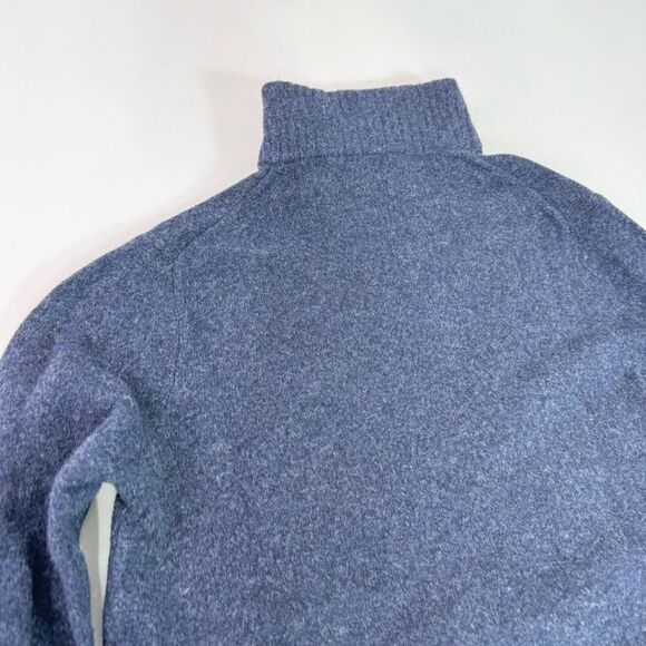 J Crew Sweater Mens Large Navy Blue 100% Lambswool Quarter Zip Preppy Solid - Picture 9 of 10
